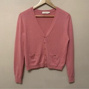 Tory Burch Merino Wool Cardigan Pink Size Medium